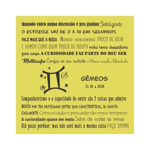 Porta copo/ ímã decorativo Signo Gêmeos