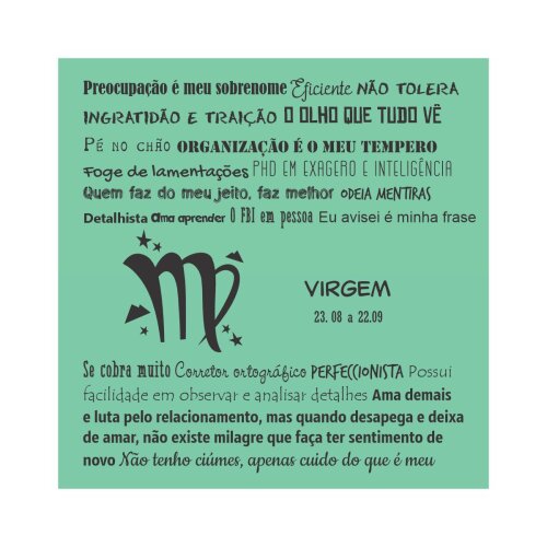 Porta copo/ íma decorativo Signo Virgem