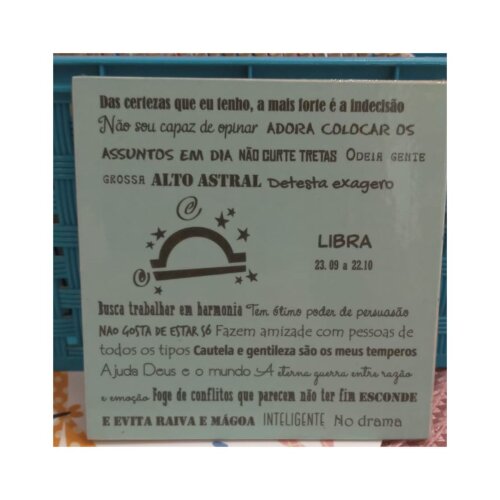 Porta copo/ ímã decorativo Signo Libra