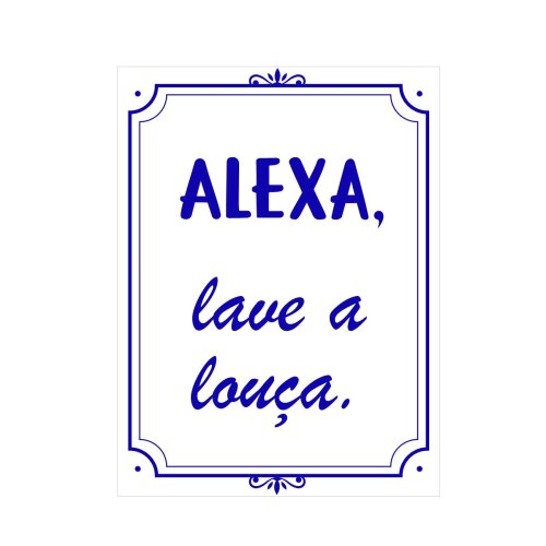Placa decorativa 15x20 cm Alexa, lave a louça azul