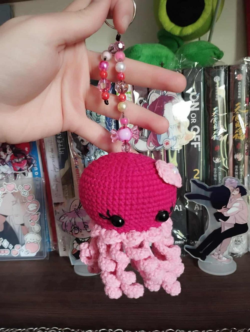 Jelly Fish Agua Viva Amigurumi em Crochê Chaveirinho