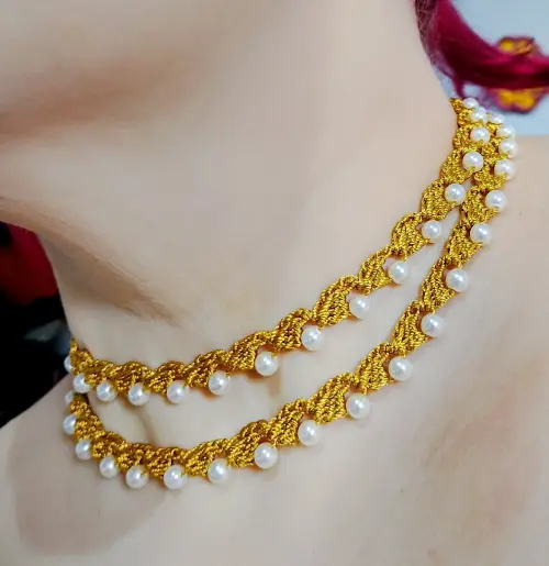 Colar Choker Pérolas Duplo