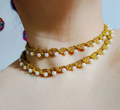 Colar Choker Pérolas Duplo