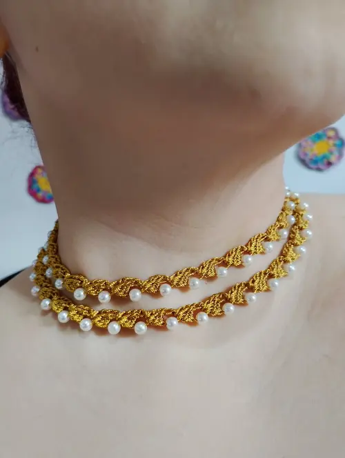 Colar Choker Pérolas Duplo