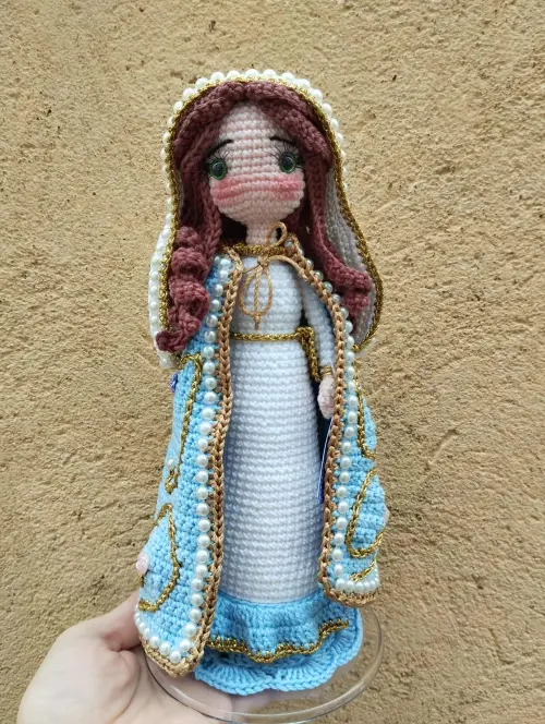 Nossa Senhora das Graças Amigurumi Santinha de Crochê Artesanato Religioso