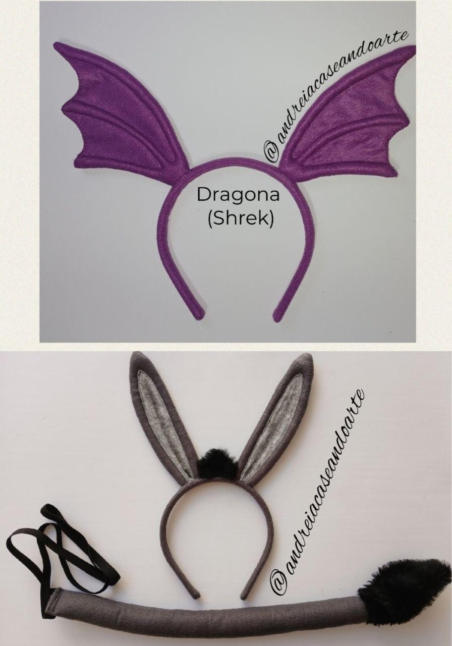 Tiaras Dragona e Burro + Rabo (Shrek)