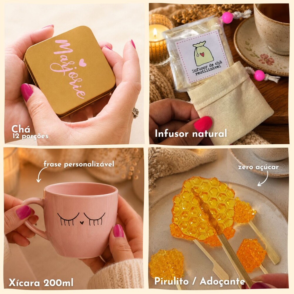 Relachá - Kit de Chá Personalizado Presente Aniverário / Grati
