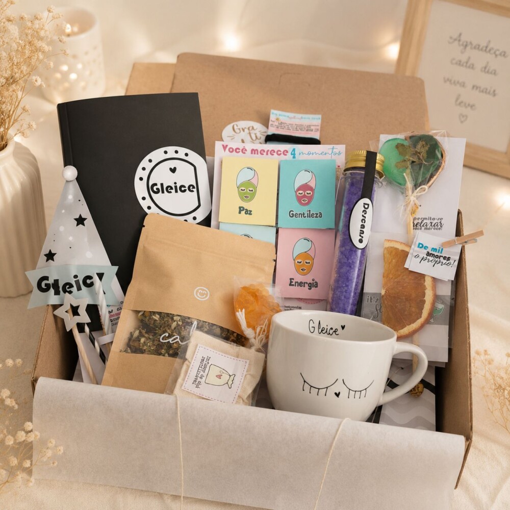 Kit Autocuidado Feminino Personalizado Presente Criativo com Cane