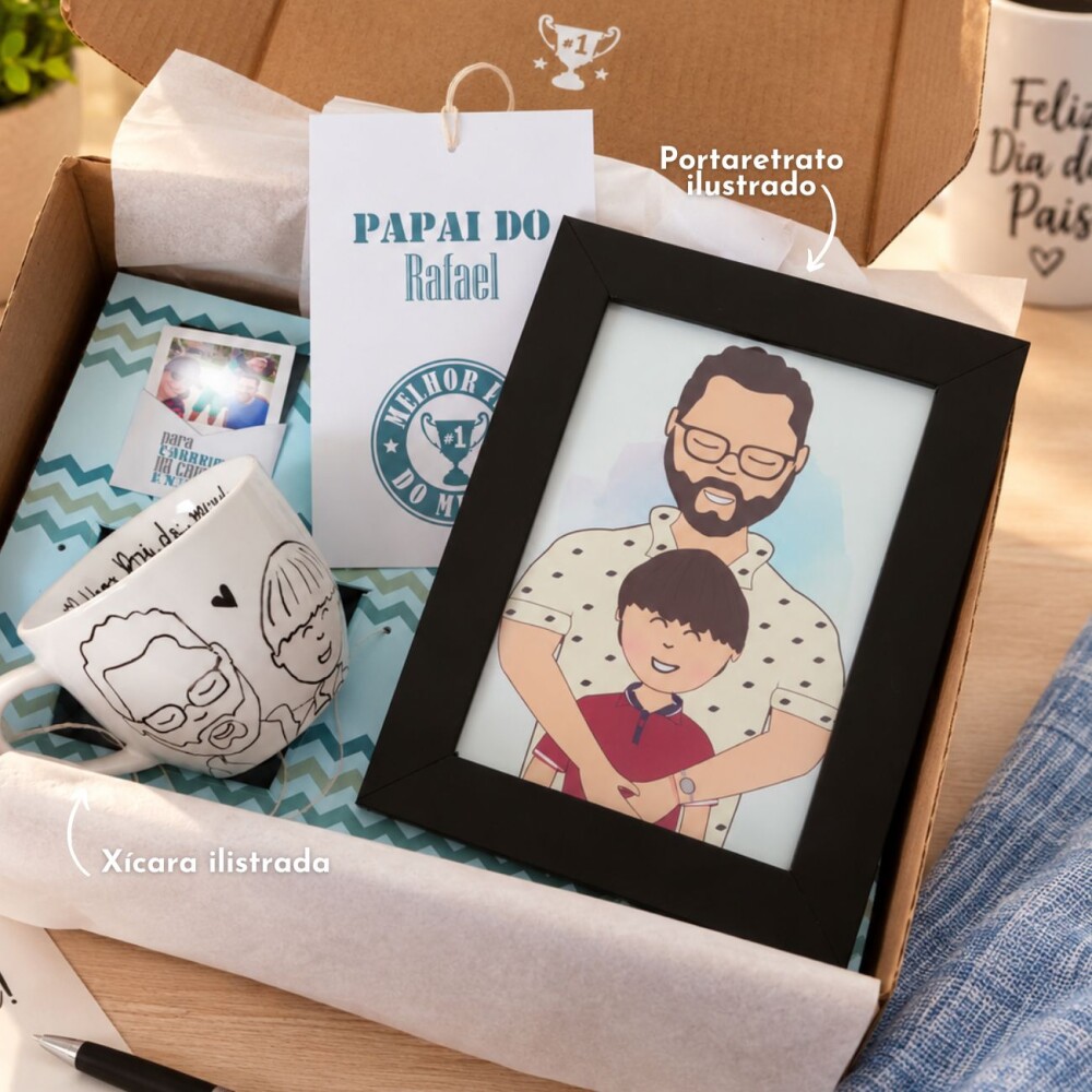Presente Personalizado para Dia dos Pais com Caneca, Porta-Retrat
