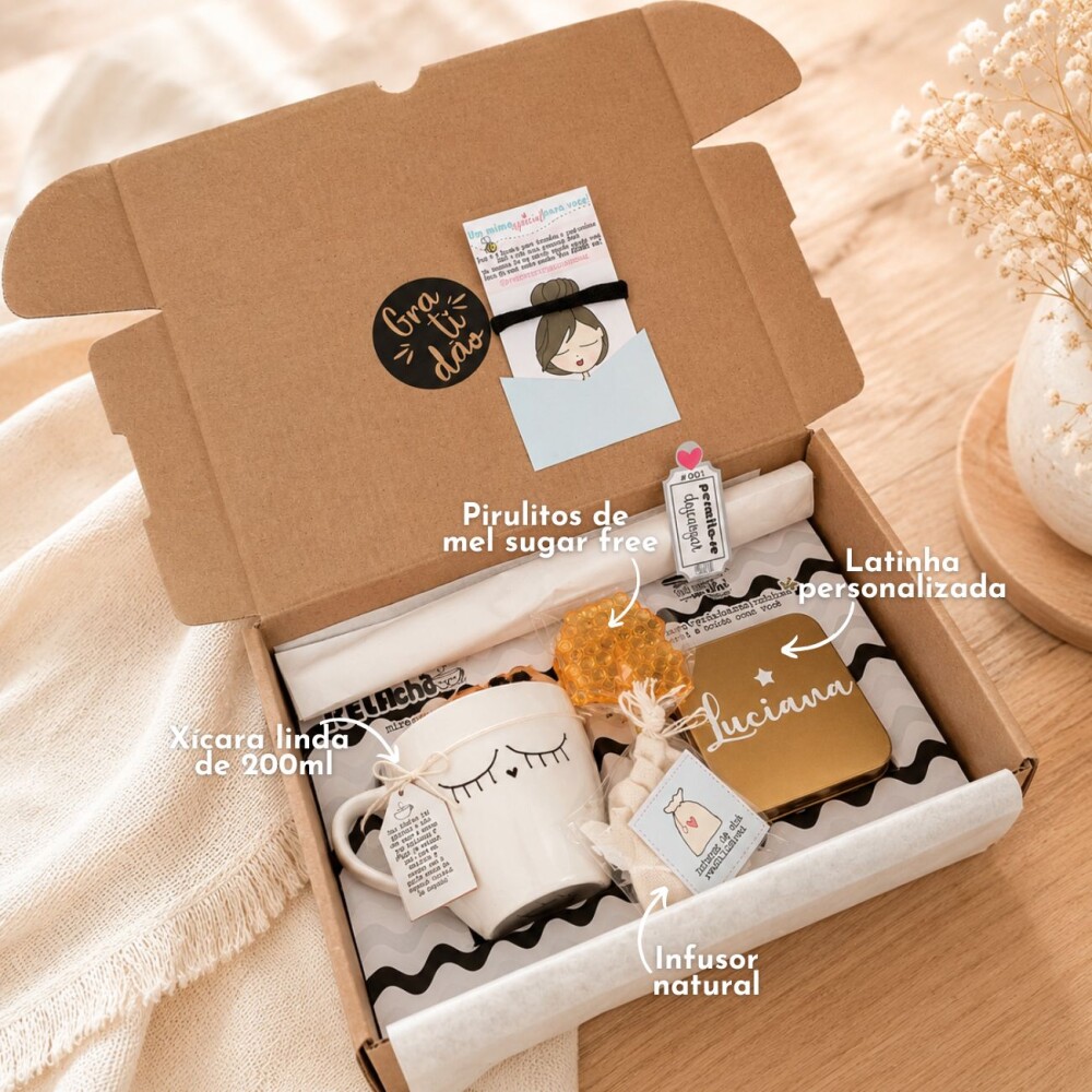 Presente para Mulher | Kit Relaxante com Chá, Xícara para Anive