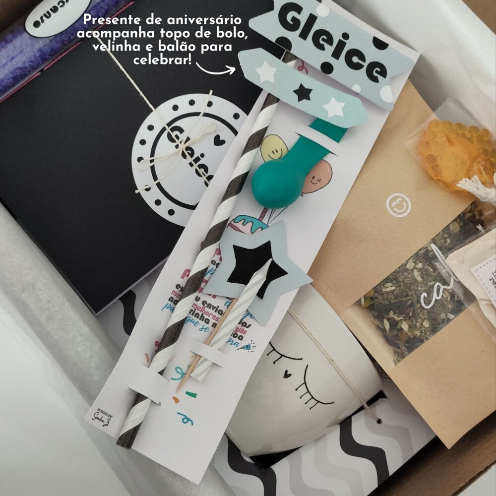 Kit Autocuidado Feminino Presente Criativo com Caneca Chá Spa Re