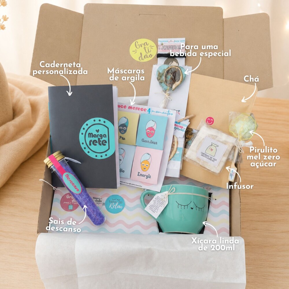 Kit Presente Feminino Personalizado Spa Relaxamento com Caneca Ch