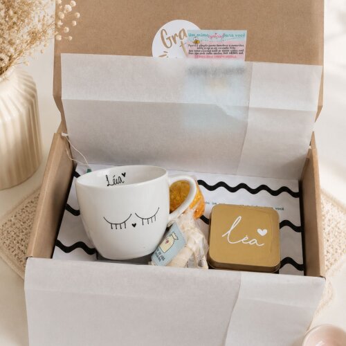 Relachá - Kit de Chá Personalizado Presente Aniverário / Gratidão Branco