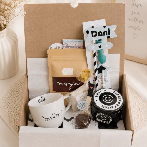 Presente Agradecimento Aniversário Branco - Kit Dose para o Coração Branco
