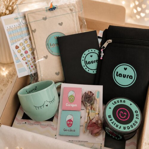 Kit Relax e Paciência Preto Personalizado Menarca Primeira Menstruação ou TPM