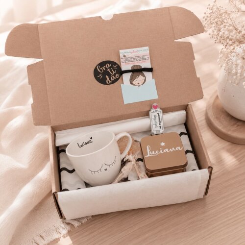 Relachá - Kit de Chá Personalizado Presente Aniverário / Gratidão Branco