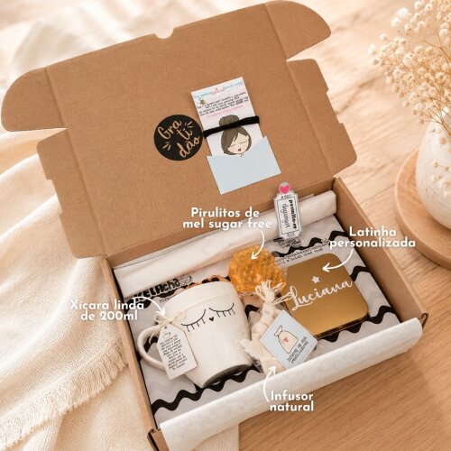 Presente para Mulher | Kit Relaxante com Chá, Xícara para Anive