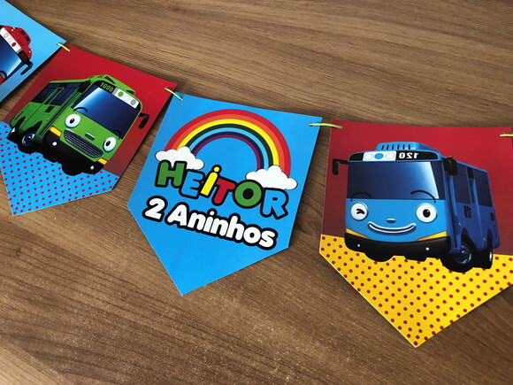 Bandeirinha de papel Tayo the Little Bus
