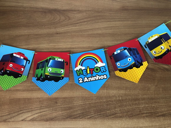 Bandeirinha de papel Tayo the Little Bus