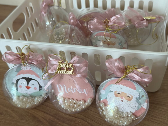 Bola de Natal Personalizada Rosé (6 Unid)