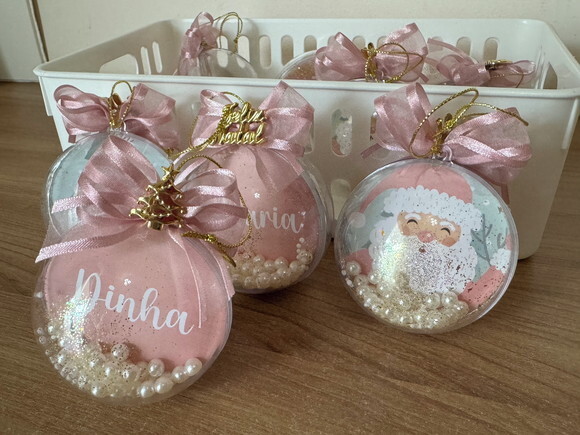 Bola de Natal Personalizada Rosé (6 Unid)