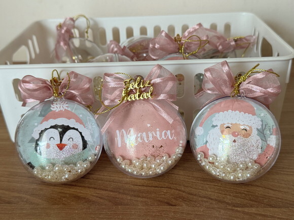 Bola de Natal Personalizada Rosé (6 Unid)