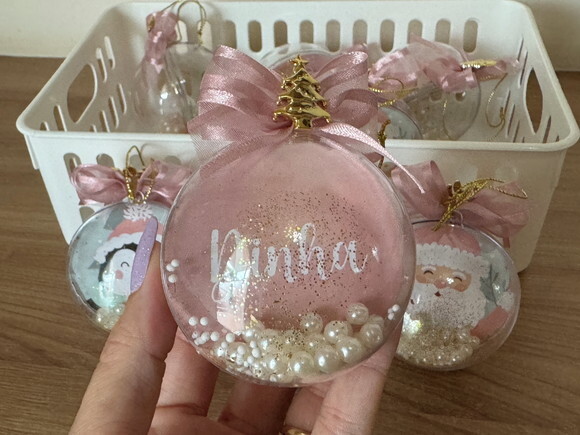 Bola de Natal Personalizada Rosé (6 Unid)