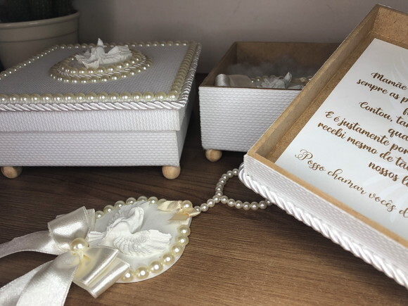 Caixa MDF convite Padrinhos Luxo