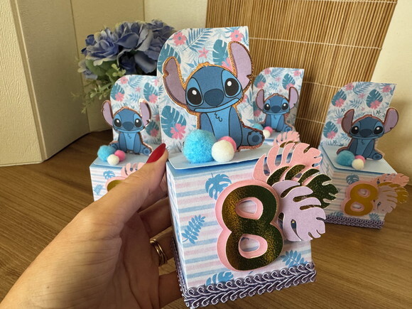 Caixinha Papel Cenário Luxo Stitch