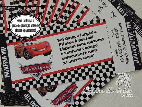 Convite Semplice Carros