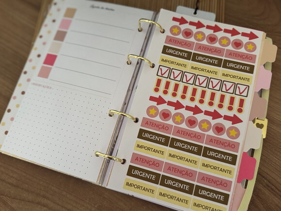 Fichário A5 Caderno Planner ou Agenda