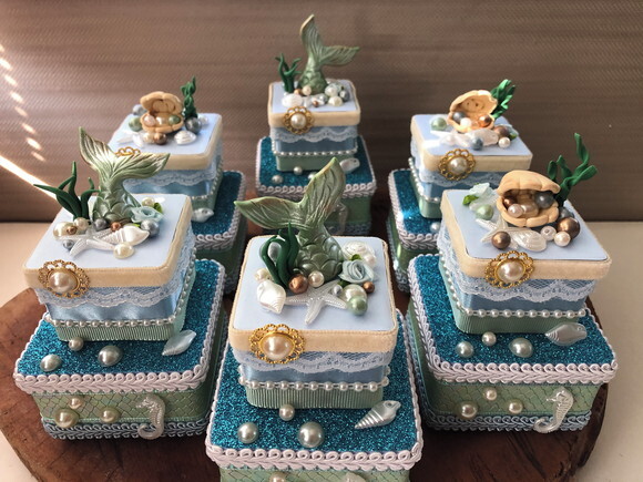 Kit Duo de Caixas luxo Sereia 6 peças