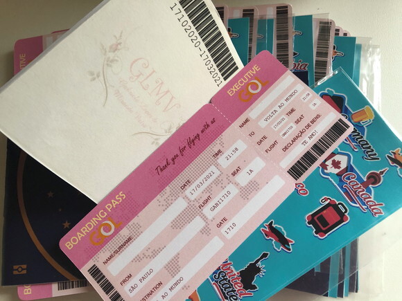 Passaporte + Ticket de Embarque + Cartela de Adesivos