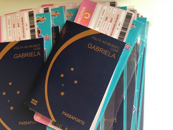 Passaporte + Ticket de Embarque + Cartela de Adesivos