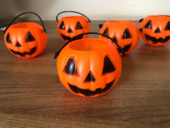 Mini Balde Abóbora Halloween 12 Unidades