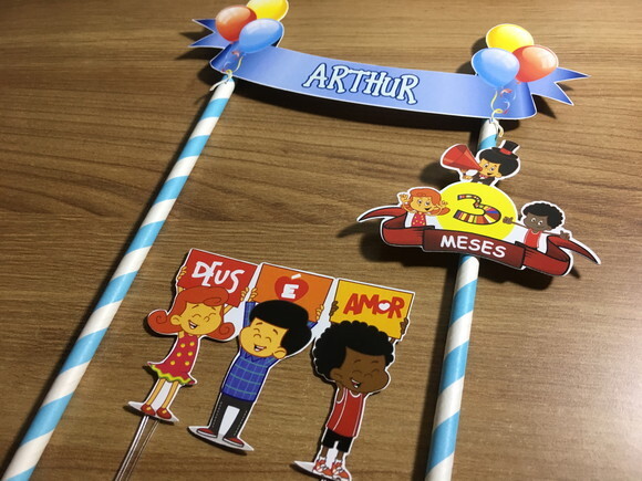 Topo de Bolo 3 Palavrinhas Mesversário