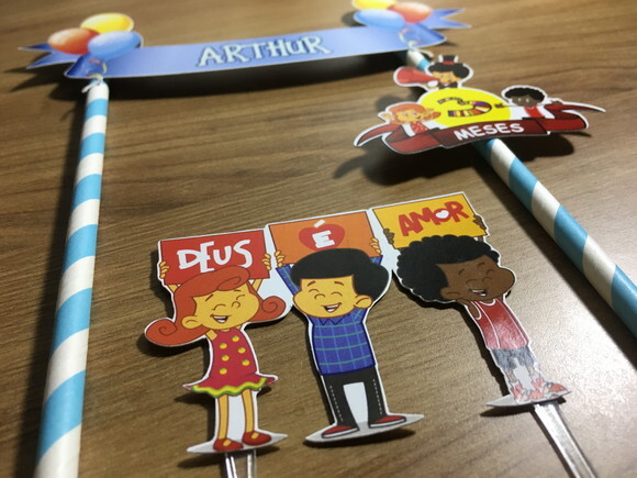Topo de Bolo 3 Palavrinhas Mesversário
