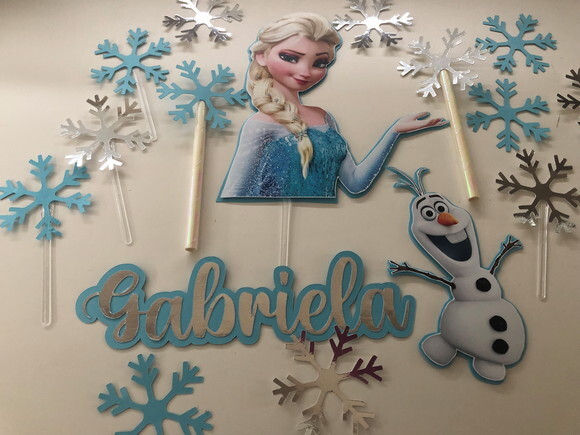 Topo de Bolo Frozen Luxo 17 Elementos