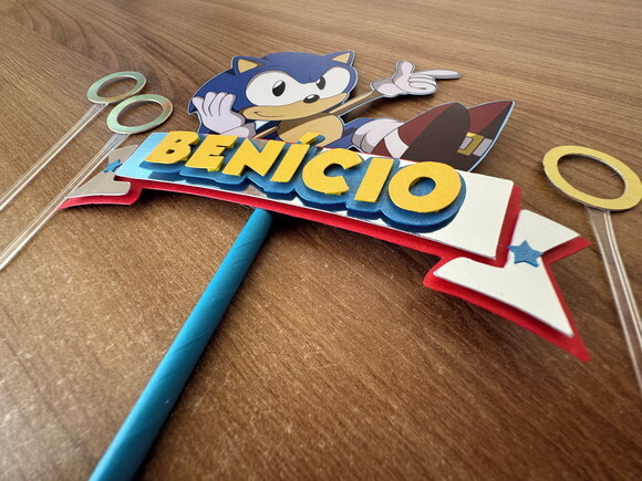 Topo de Bolo Luxo Sonic