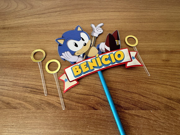 Topo de Bolo Luxo Sonic