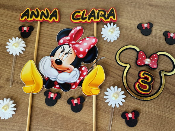 Topo de Bolo Minnie Luxo 13 Elementos