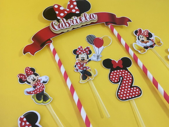 Topo de Bolo Minnie Vermelha