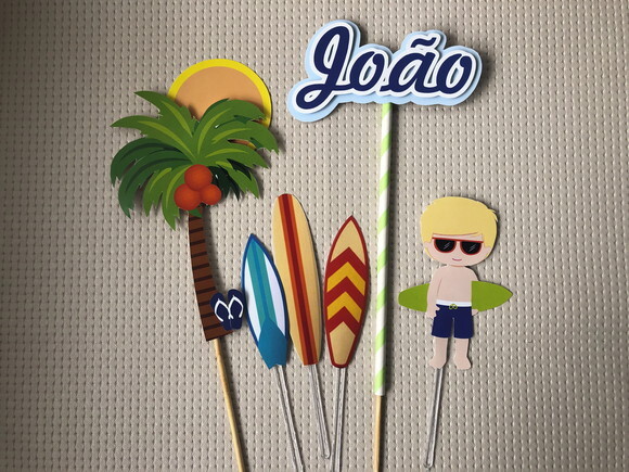 Topo de Bolo Tema Surfista