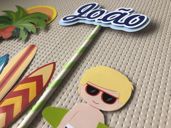 Topo de Bolo Tema Surfista
