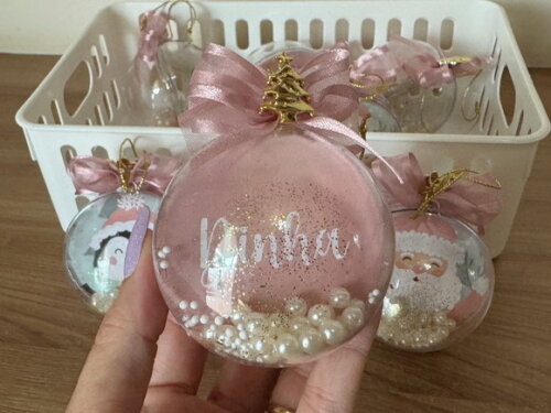 Bola de Natal Personalizada Rosé (6 Unid)