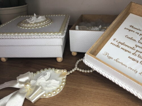 Caixa MDF convite Padrinhos Luxo