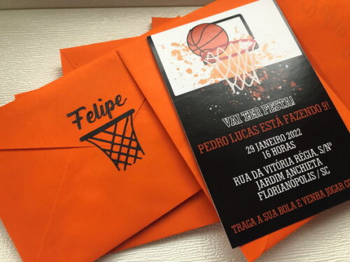 Convite Semplice Basquete (c/envelope)