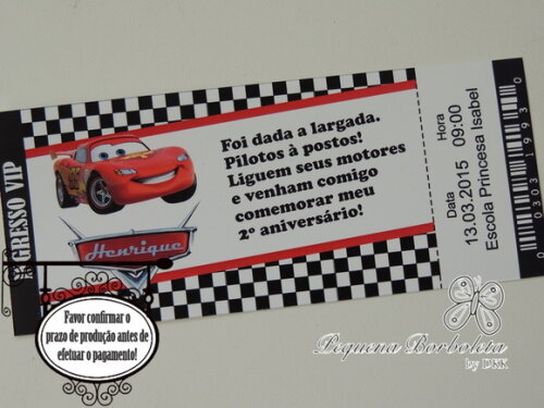 Convite Semplice Carros