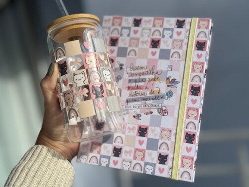 Kit Dia dos Professores Meow Pasta + Copo de vidro