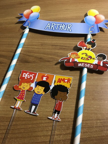 Topo de Bolo 3 Palavrinhas Mesversário